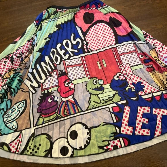 Boutique Pop Art Pleated Teacher Skirt Sesame Street Inspired NWT - Picture 5 of 8